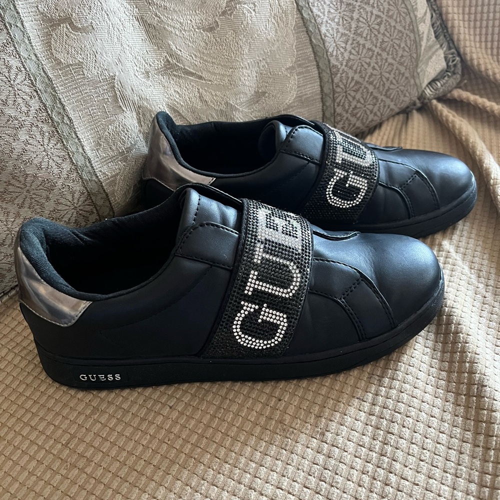 GUESS Black Sneakers with Silver Accents